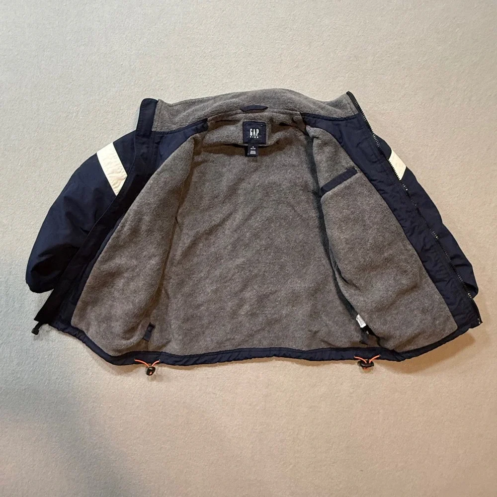 GAP Kids Navy Blue Zip Jacket Small (5-6) Fleece Lined Windbreaker Y2K Retro‎